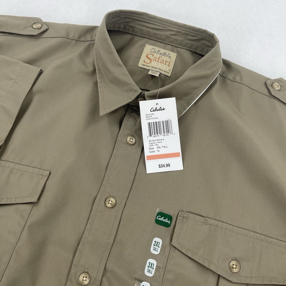 Cabela's Safari Series Button Up Shirt Mens 3XLT Green Utility Outdoor NWT